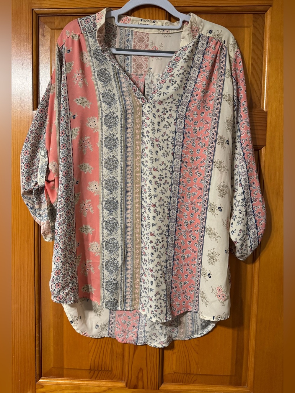 Liberty Love Pink and Cream Boho Stripe Patchwork Tunic